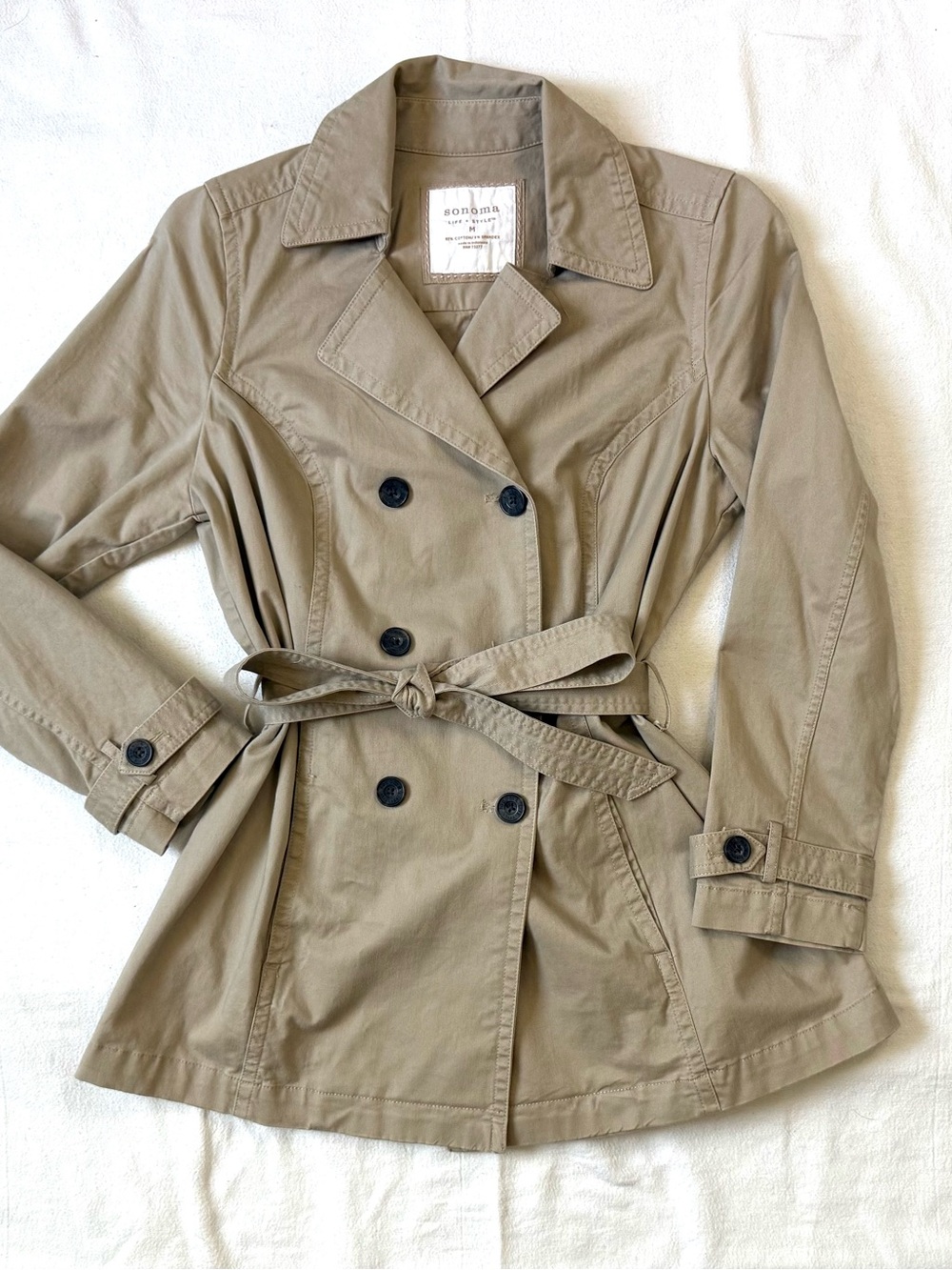 Sonoma Double-Breasted Trench Coat in Taupe